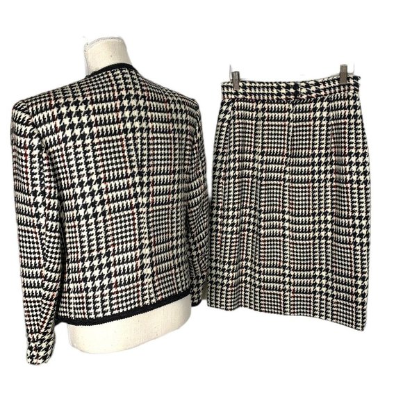 Vintage Coventry Row Black White Houndstooth Wool Blazer Pencil Skirt Set Medium - Picture 2 of 13